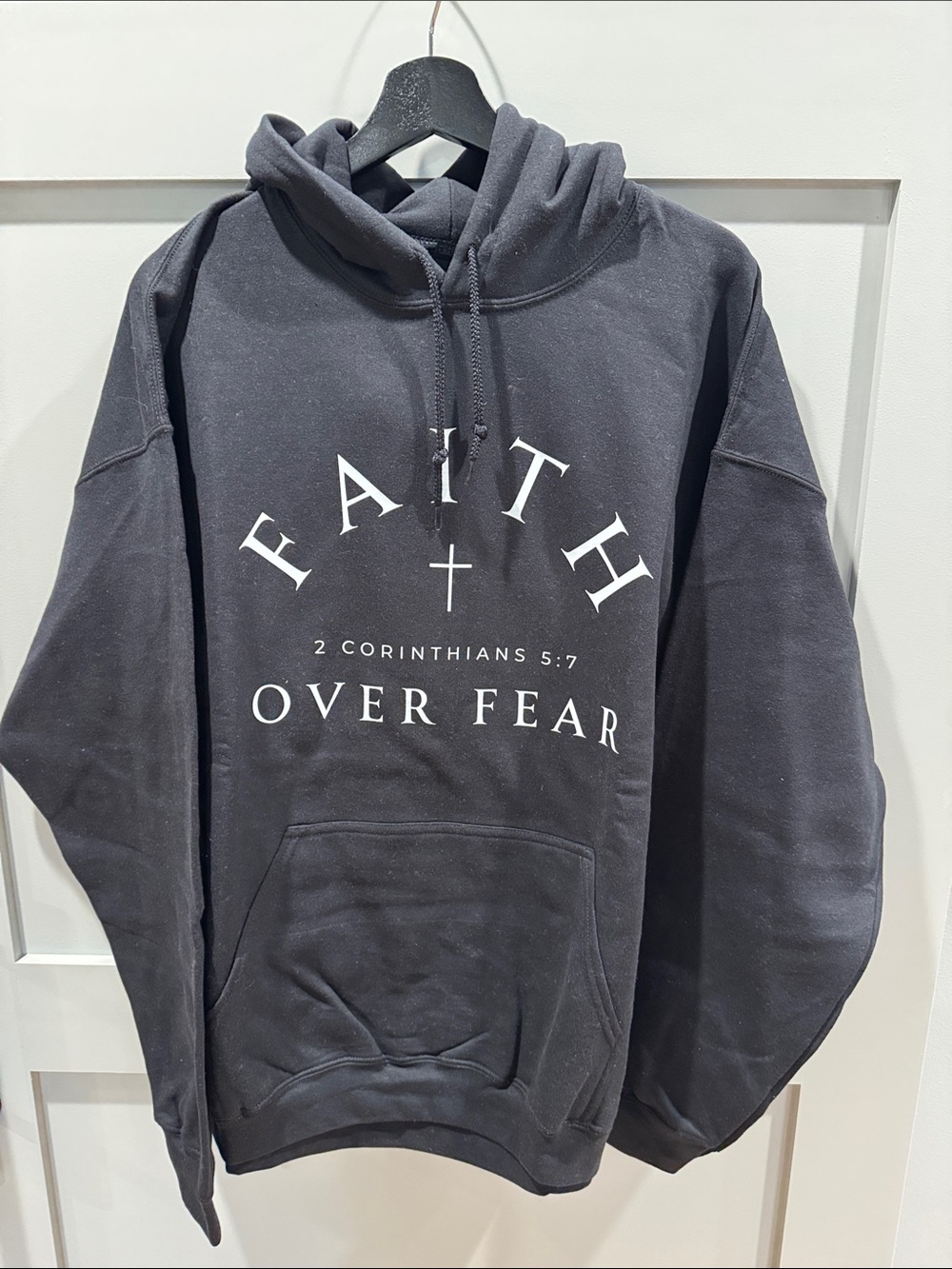 Gildan Black "Faith Over Fear" Pullover Hoodie NWOT
